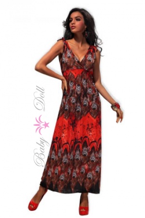 Rochie rosie lunga Long Red Flower S-M